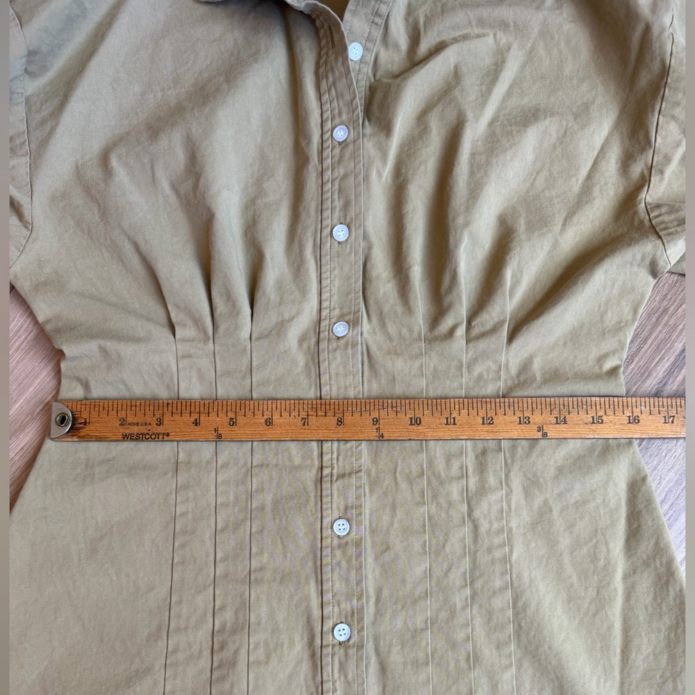 Wayf Libby Shirt Dress Khaki Tan Bloomingdale’s Cotton Lyocell Long Sleeve MED - Picture 11 of 11